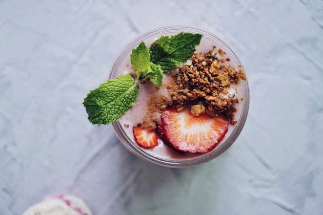 Berry Coconut Protein Smoothie with Kombucha