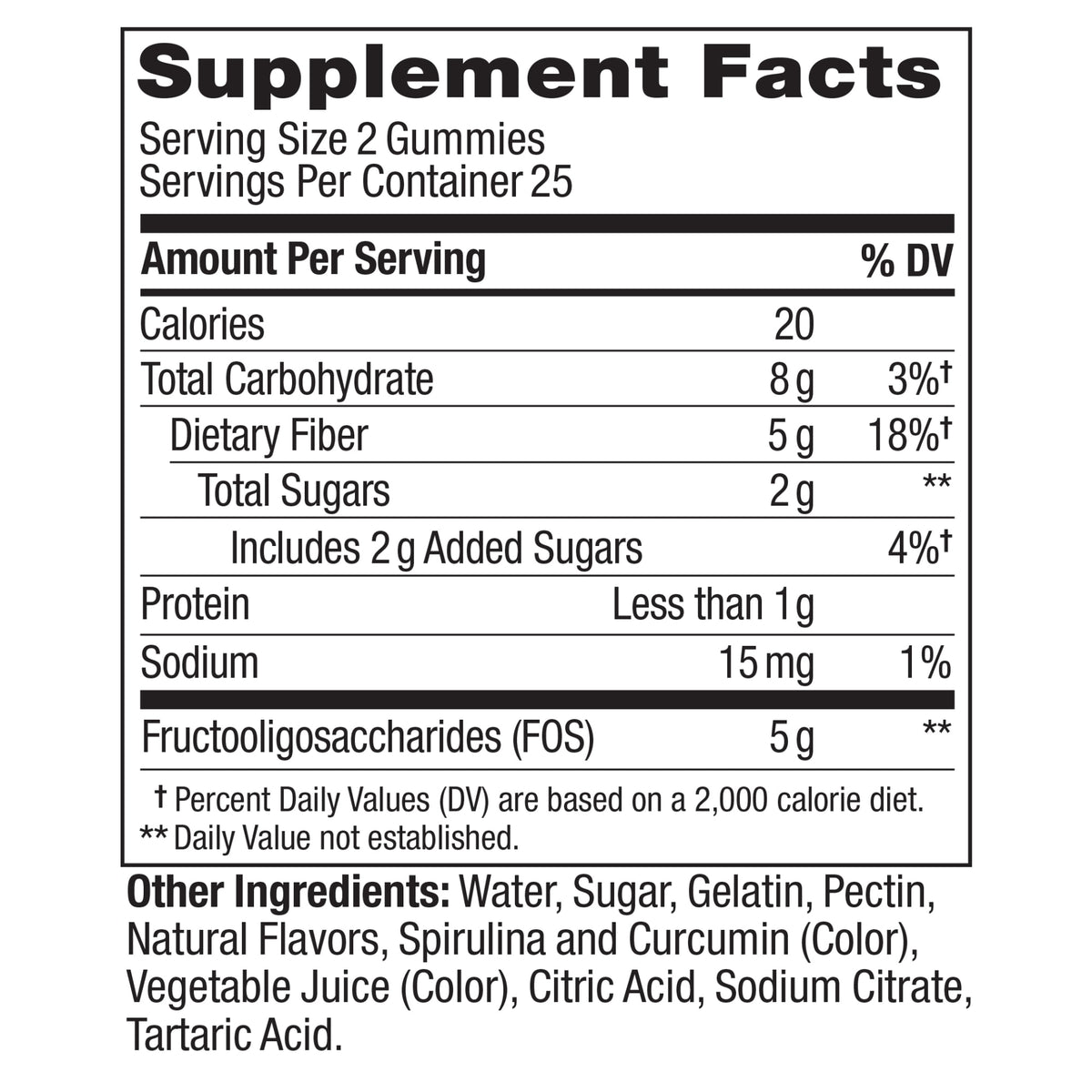 Fiber Gummy Rings Ingredients