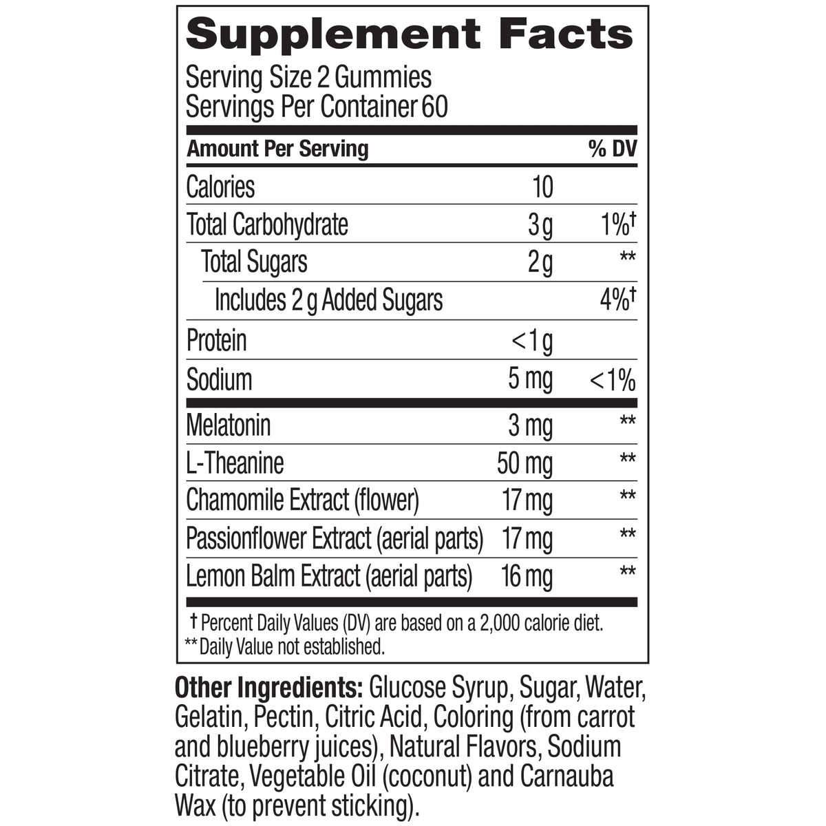 Sleep Blackberry Zen Ingredients