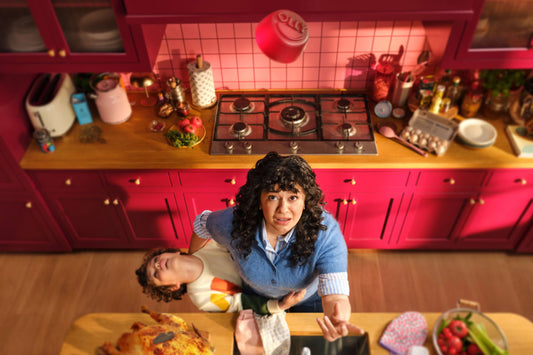 Stressed mother trying to catch Olly Goodbye Stress gummy