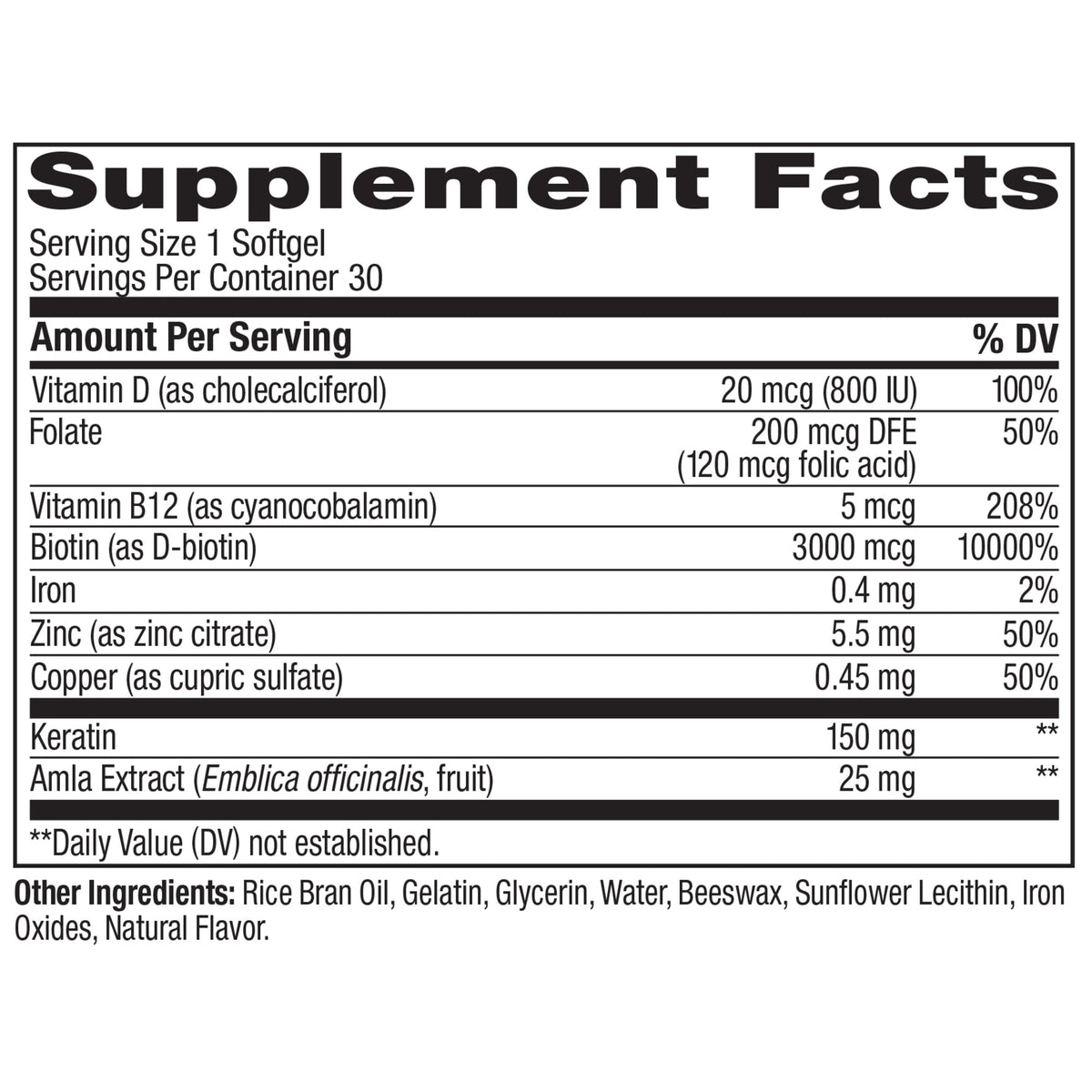  Ultra Strength Hair Softgels Ingredients