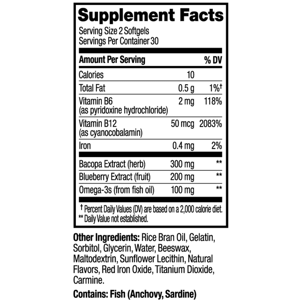  Ultra Strength Brain Softgels Ingredients