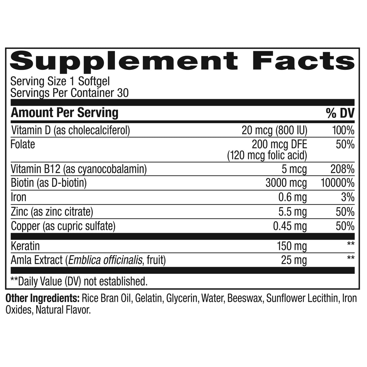  Ultra Strength Hair Softgels Ingredients