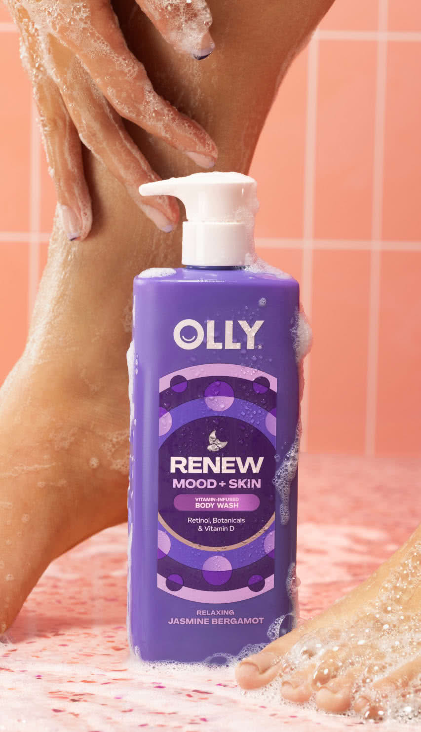 woman applying Olly Renew Mood + Skin Body Wash icon